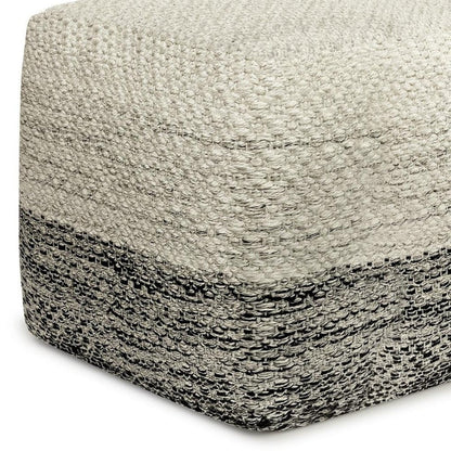 18" Gray And White Polyester Ombre Outdoor Pouf Ottoman HomeRoots