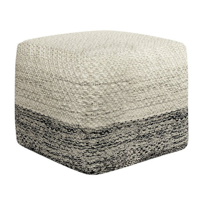 18" Gray And White Polyester Ombre Outdoor Pouf Ottoman