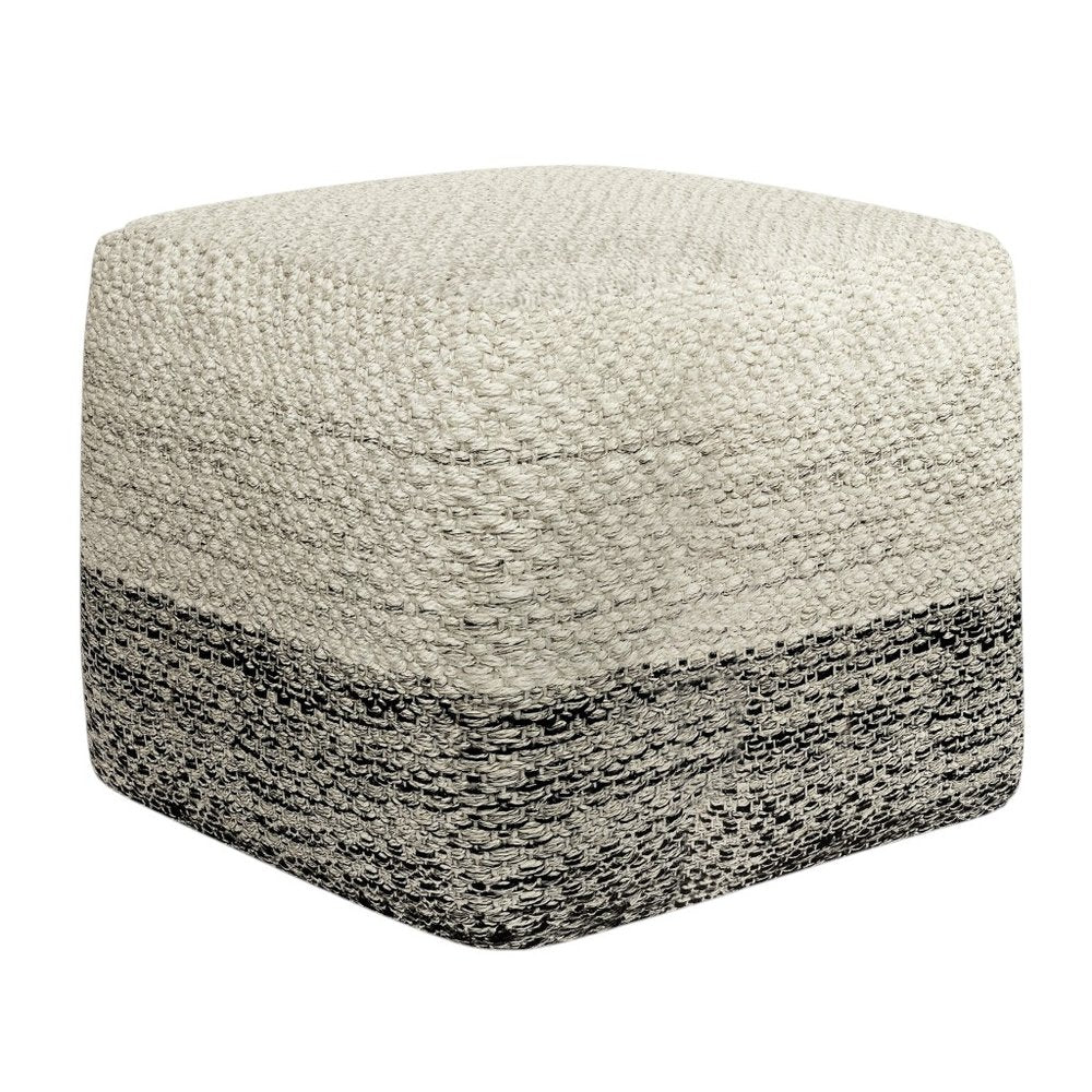 18" Gray And White Polyester Ombre Outdoor Pouf Ottoman HomeRoots