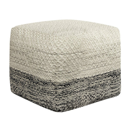 18" Gray And White Polyester Ombre Outdoor Pouf Ottoman HomeRoots
