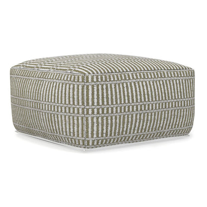 20" Natural And White Polyester Geometric Outdoor Pouf Ottoman HomeRoots