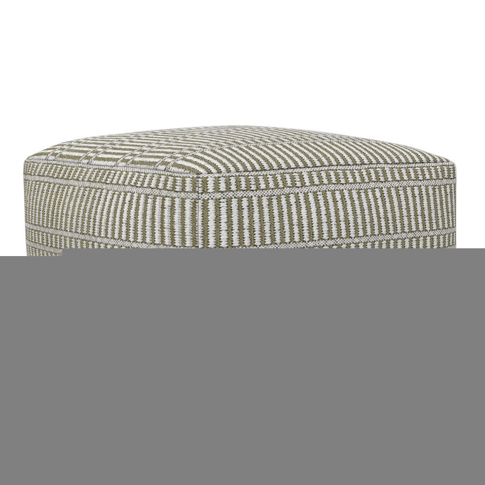 20" Natural And White Polyester Geometric Outdoor Pouf Ottoman HomeRoots