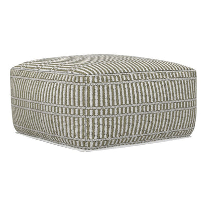20" Natural And White Polyester Geometric Outdoor Pouf Ottoman HomeRoots