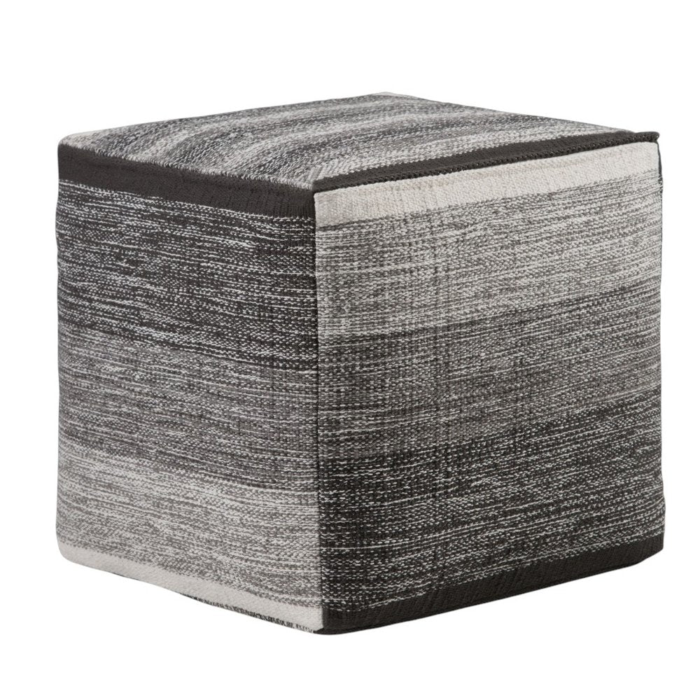 16" Gray Cotton Tone on Tone Cube Pouf Ottoman — view 7