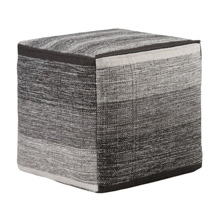 16" Gray Cotton Tone on Tone Cube Pouf Ottoman HomeRoots