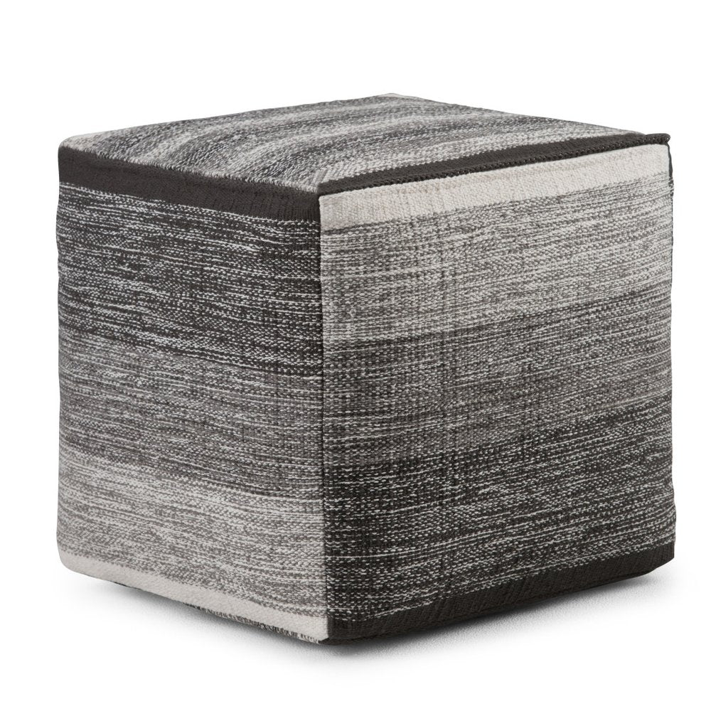 16" Gray Cotton Tone on Tone Cube Pouf Ottoman HomeRoots