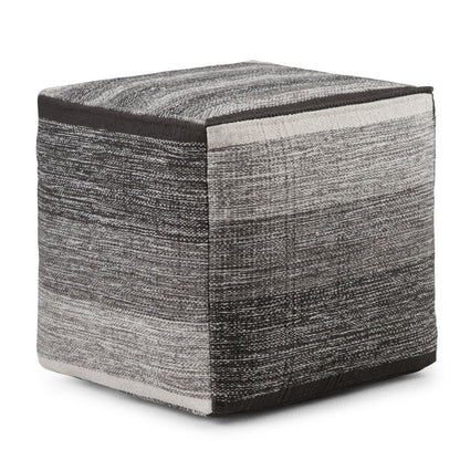 16" Gray Cotton Tone on Tone Cube Pouf Ottoman HomeRoots