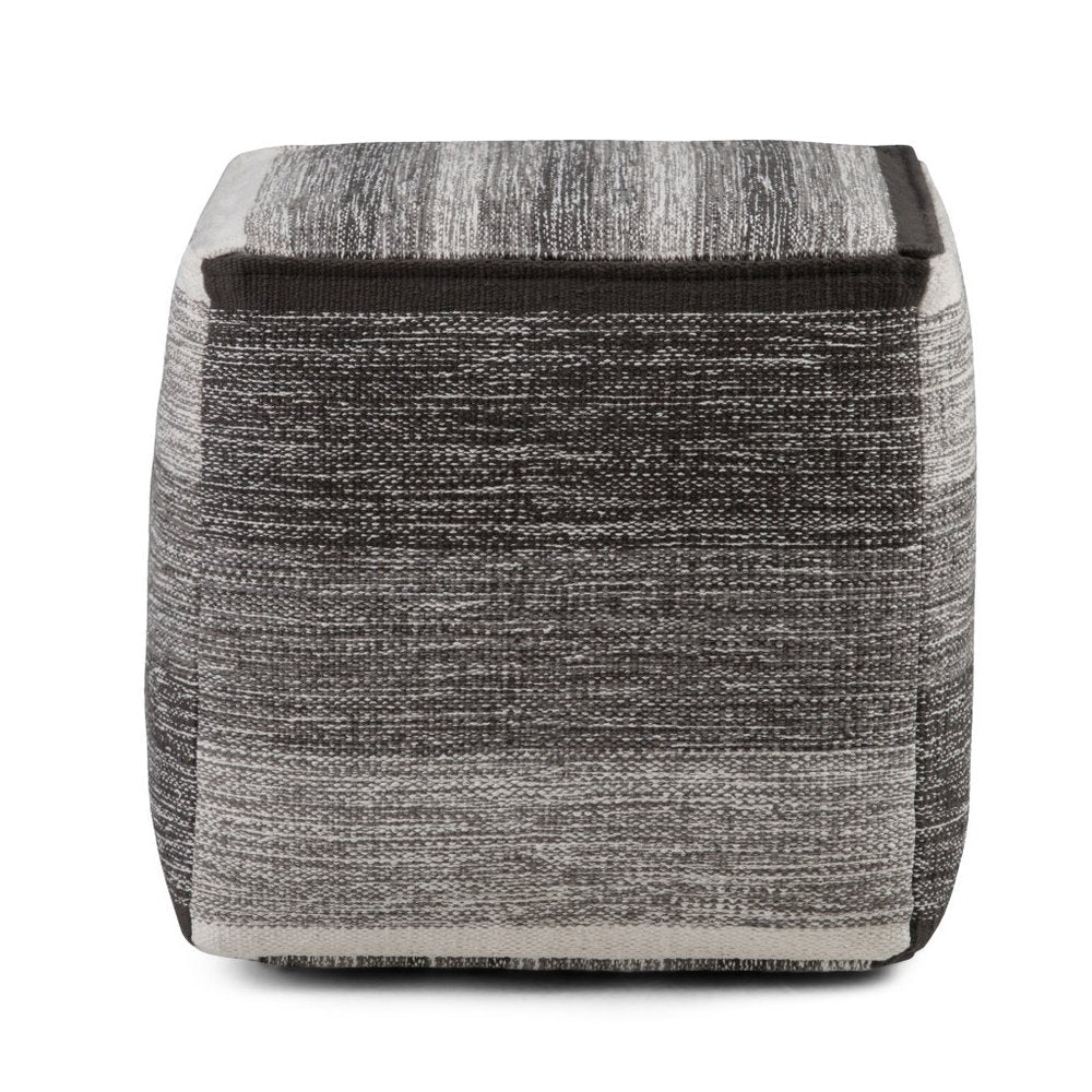 16" Gray Cotton Tone on Tone Cube Pouf Ottoman HomeRoots