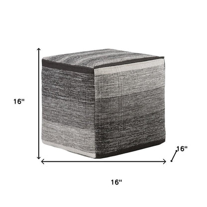 16" Gray Cotton Tone on Tone Cube Pouf Ottoman HomeRoots