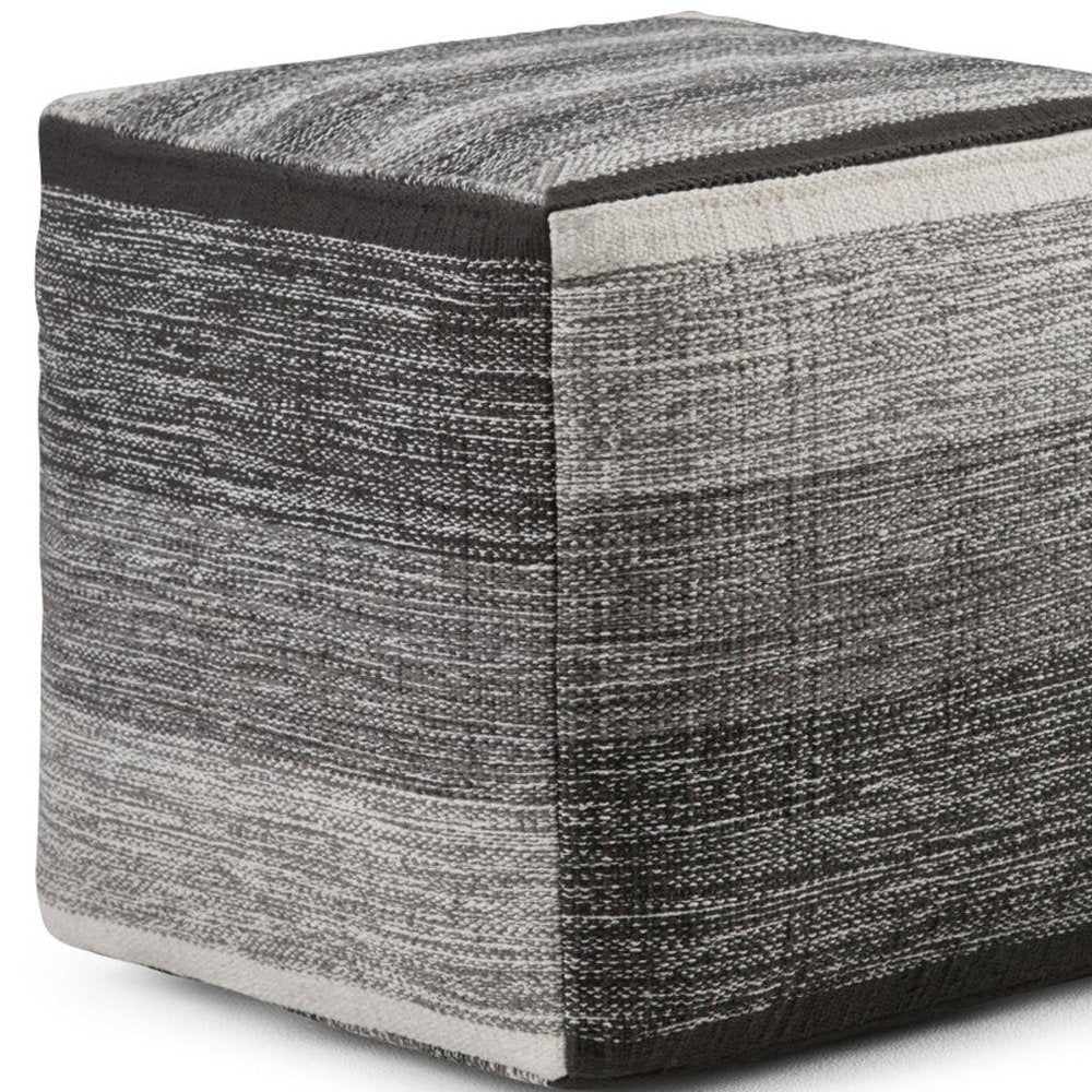 16" Gray Cotton Tone on Tone Cube Pouf Ottoman — view 4