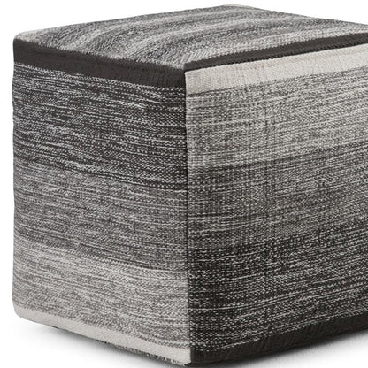 16" Gray Cotton Tone on Tone Cube Pouf Ottoman HomeRoots