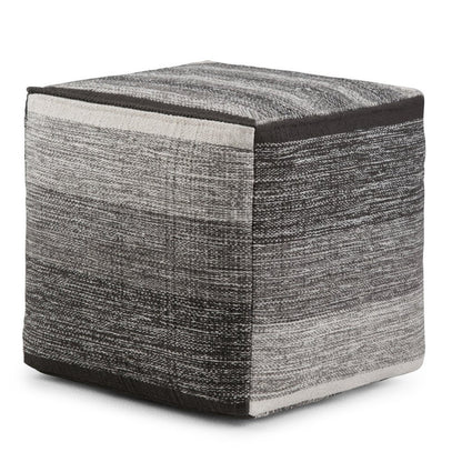 16" Gray Cotton Tone on Tone Cube Pouf Ottoman