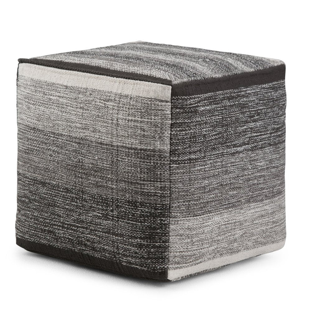 16" Gray Cotton Tone on Tone Cube Pouf Ottoman HomeRoots