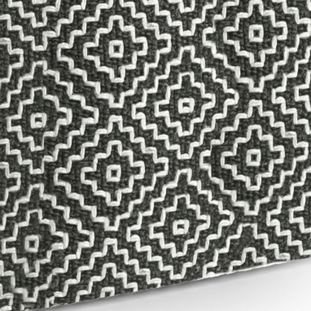 18" Gray And White Polyester Geometric Outdoor Pouf Ottoman HomeRoots