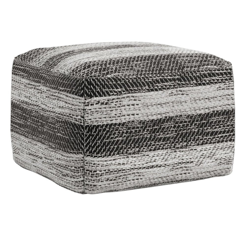 18" Gray Cotton Tone on Tone Pouf Ottoman HomeRoots