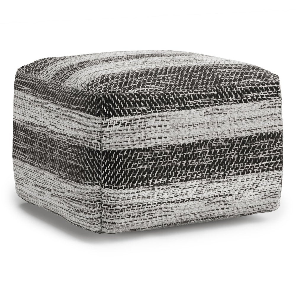18" Gray Cotton Tone on Tone Pouf Ottoman — view 1