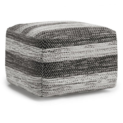 18" Gray Cotton Tone on Tone Pouf Ottoman HomeRoots