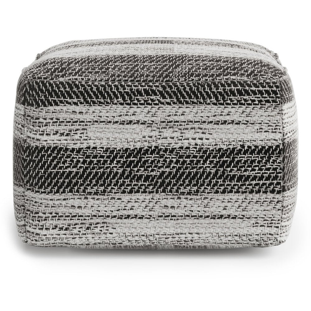 18" Gray Cotton Tone on Tone Pouf Ottoman HomeRoots