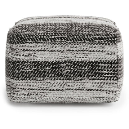 18" Gray Cotton Tone on Tone Pouf Ottoman HomeRoots