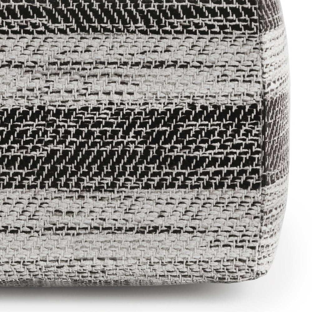 18" Gray Cotton Tone on Tone Pouf Ottoman HomeRoots