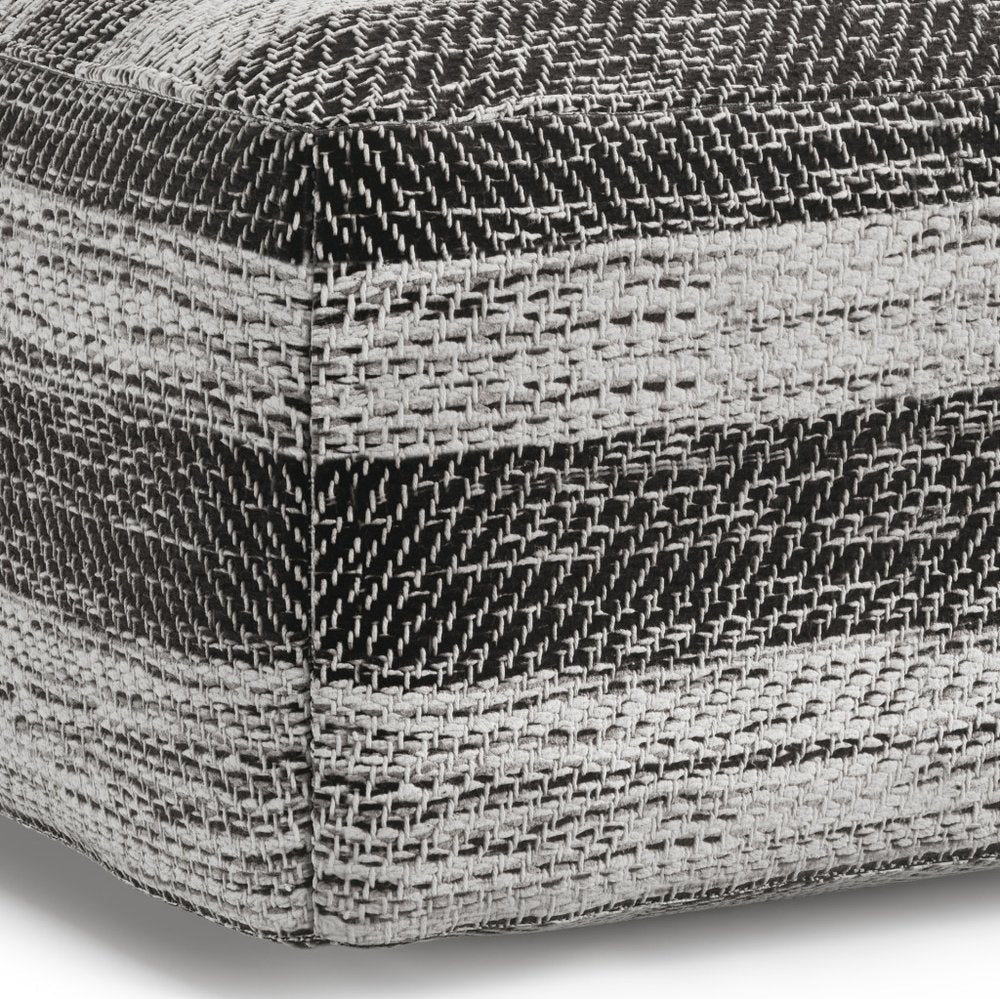 18" Gray Cotton Tone on Tone Pouf Ottoman — view 4