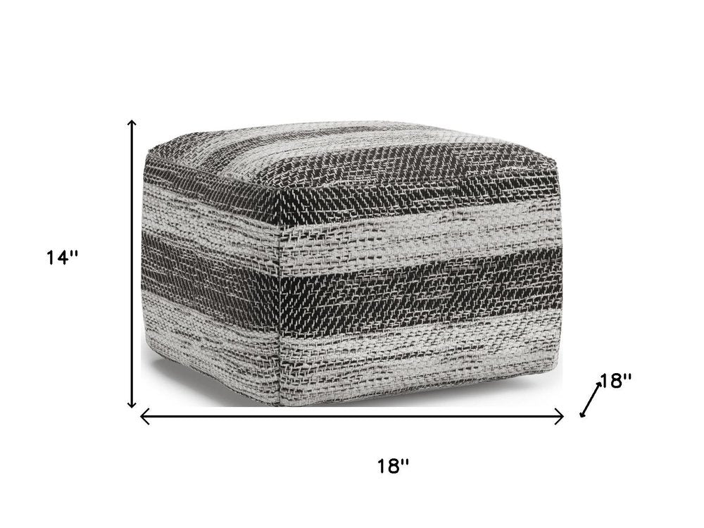 18" Gray Cotton Tone on Tone Pouf Ottoman HomeRoots