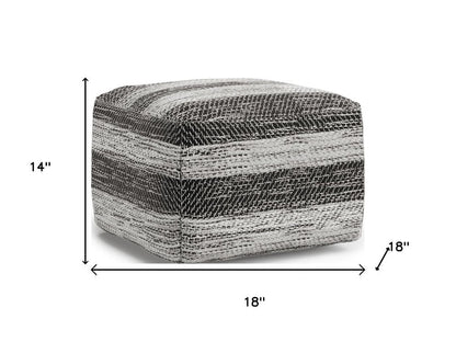 18" Gray Cotton Tone on Tone Pouf Ottoman HomeRoots