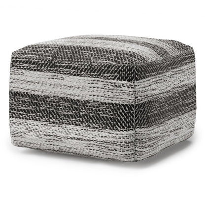 18" Gray Cotton Tone on Tone Pouf Ottoman HomeRoots
