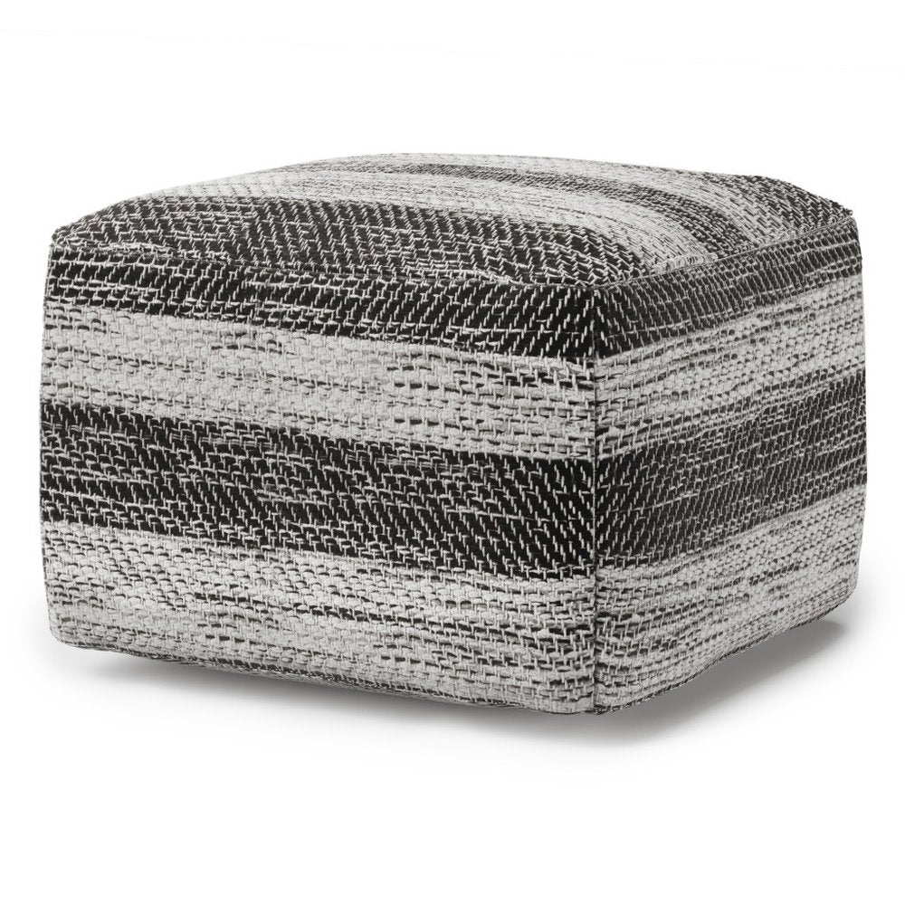 18" Gray Cotton Tone on Tone Pouf Ottoman — view 5