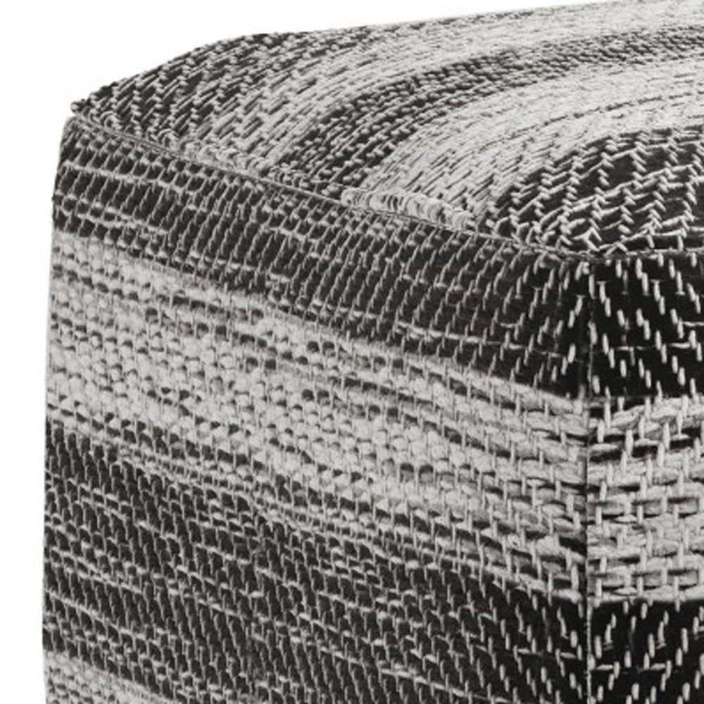 18" Gray Cotton Tone on Tone Pouf Ottoman HomeRoots