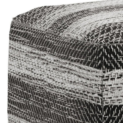 18" Gray Cotton Tone on Tone Pouf Ottoman HomeRoots