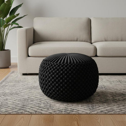 20" Slate Gray Velvet Tufted Round Pouf Ottoman HomeRoots