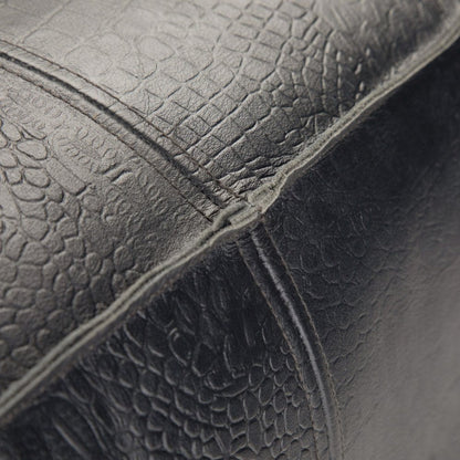 18" Black Genuine Leather Pouf Ottoman HomeRoots