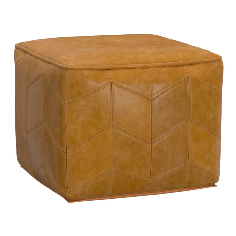 18" Brown Genuine Leather Pouf Ottoman — view 8