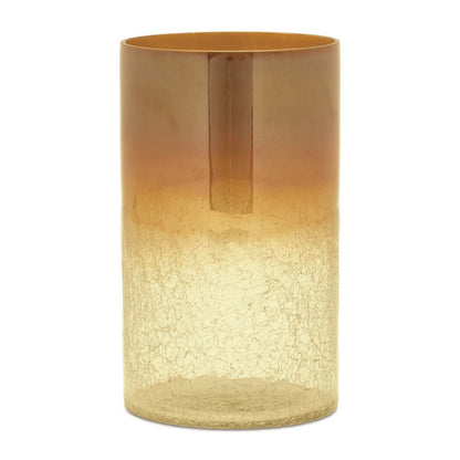Set of Two Gold Glass Tabletop Pillar Candle Holders HomeRoots