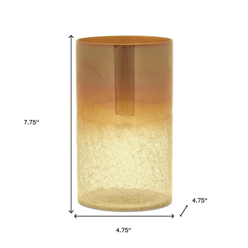 Set of Two Gold Glass Tabletop Pillar Candle Holders HomeRoots