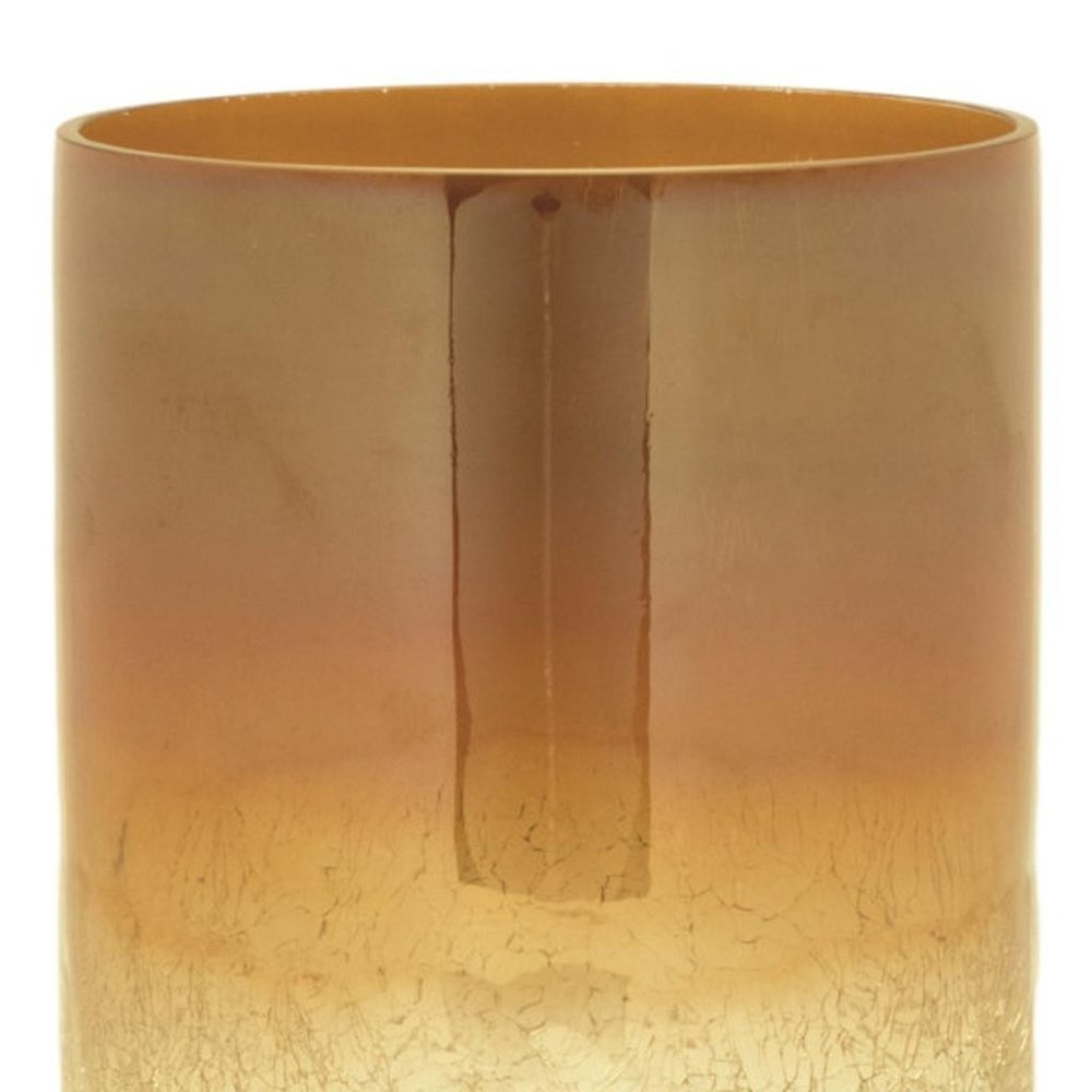 Set of Two Gold Glass Tabletop Pillar Candle Holders HomeRoots
