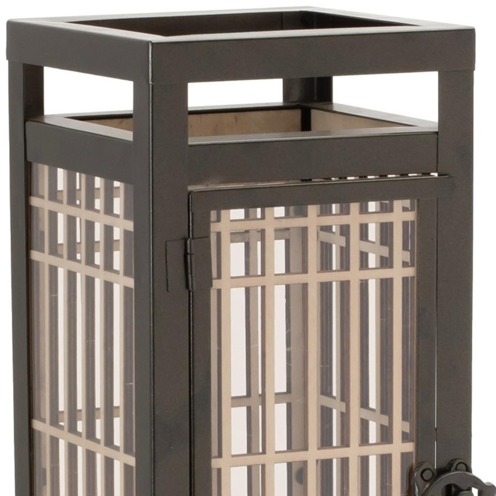 15" Brown Geometric Iron Tabletop Pillar Candle Holder HomeRoots