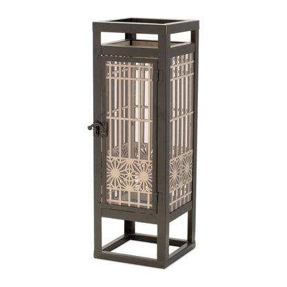 15" Brown Geometric Iron Tabletop Pillar Candle Holder HomeRoots