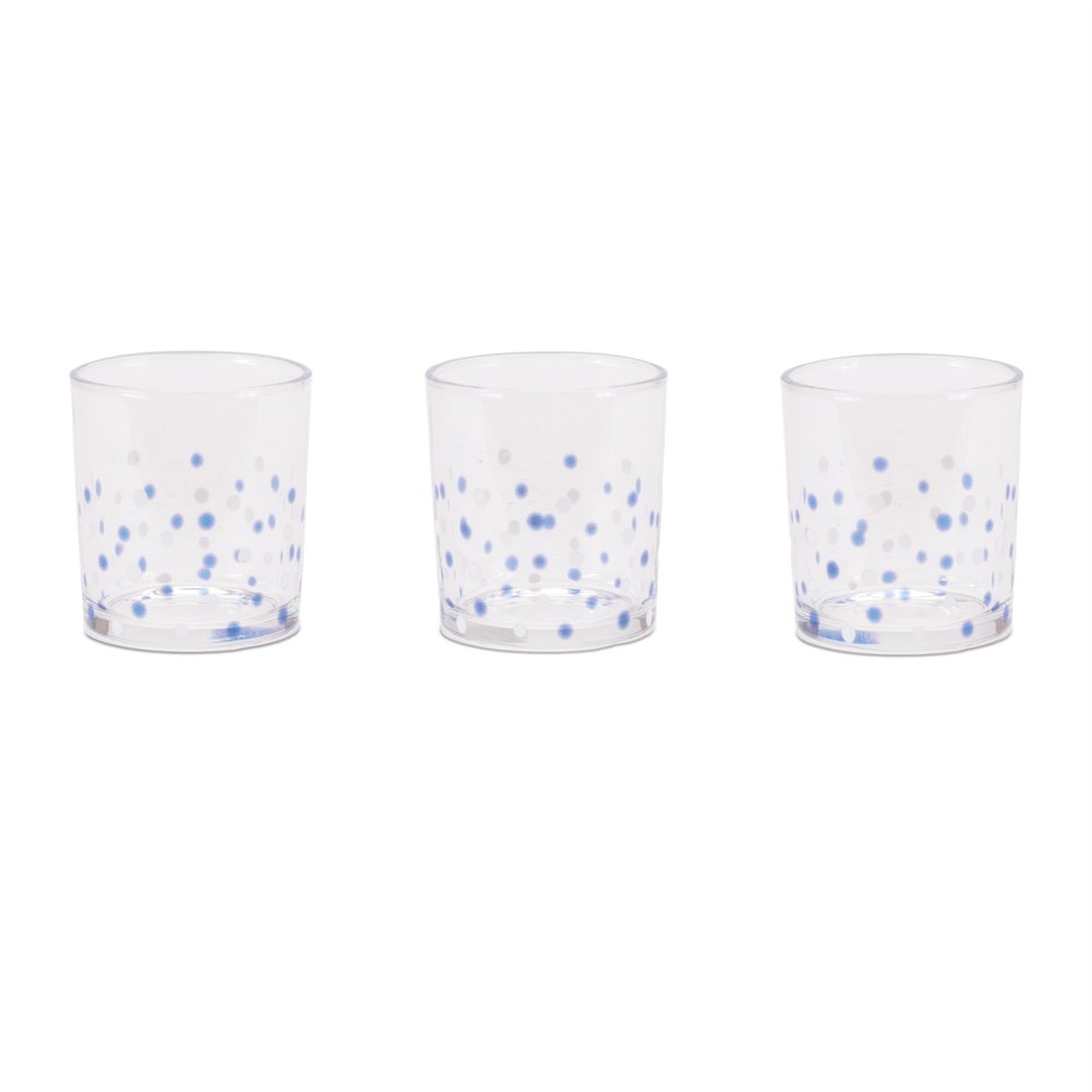 Set of Three Blue Abstract Glass Tabletop Votive Candle Holders HomeRoots