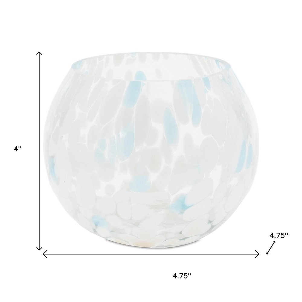 Set of Four Blue Abstract Glass Tabletop Votive Candle Holders HomeRoots