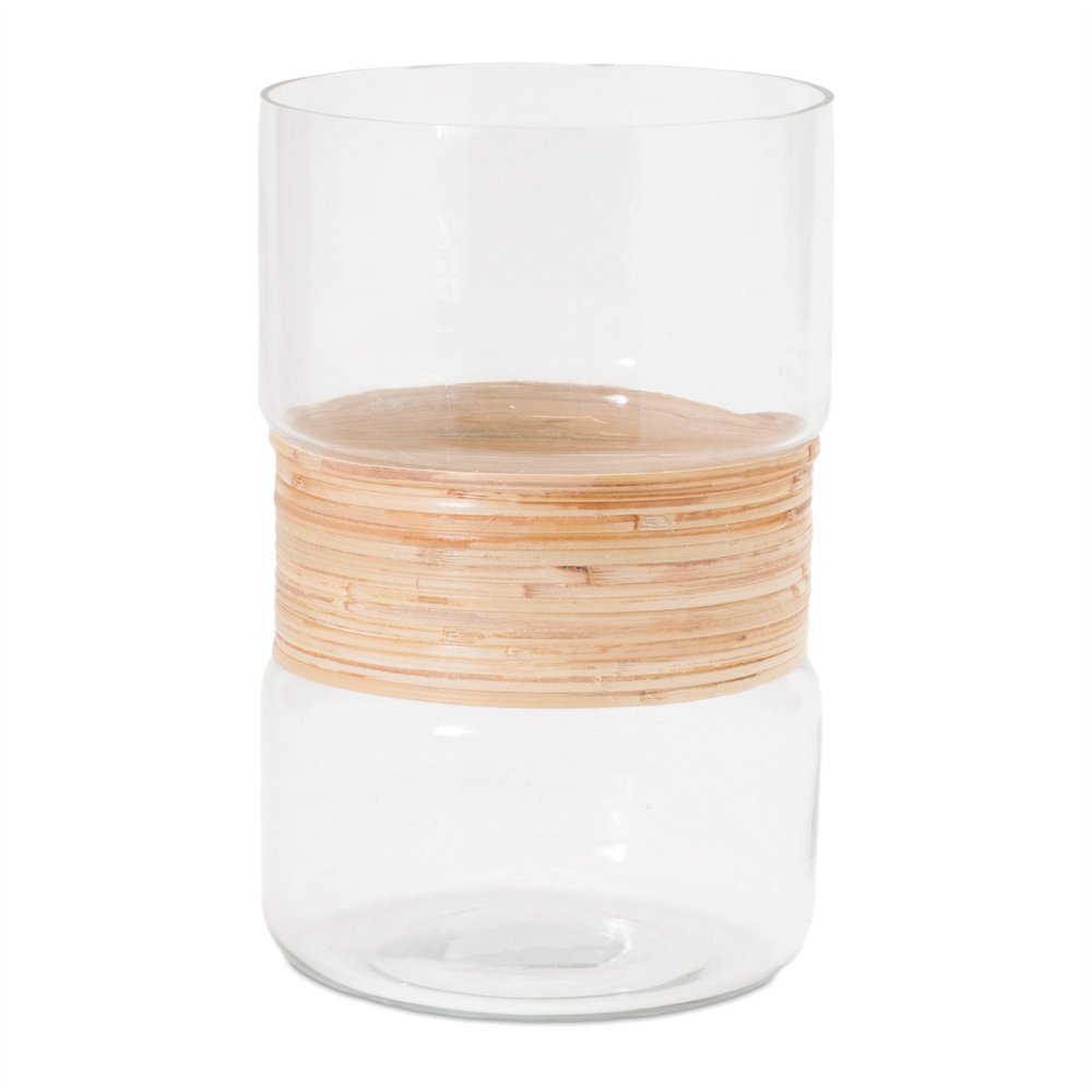 Set of Two Clear And Beige Abstract Glass Tabletop Pillar Candle Holders HomeRoots
