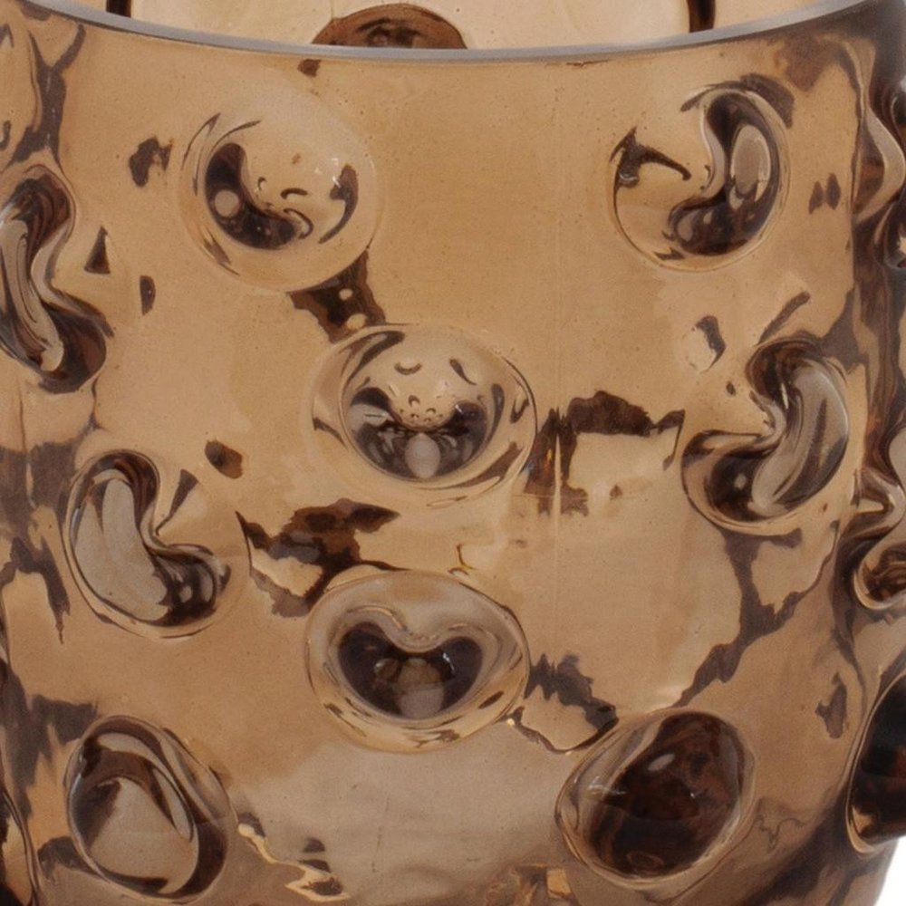 Set of Six Brown Glass Tabletop Pillar Candle Holders HomeRoots