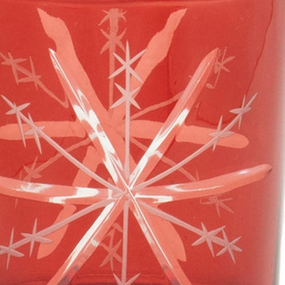 Set of Three Red Abstract Glass Tabletop Votive Candle Holders HomeRoots
