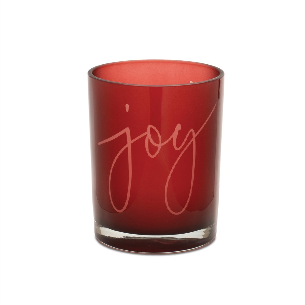 Set of Two Red Snowflake Glass Tabletop Votive Candle Holders HomeRoots