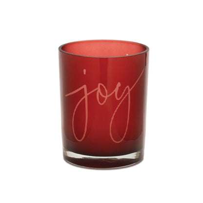 Set of Two Red Snowflake Glass Tabletop Votive Candle Holders HomeRoots