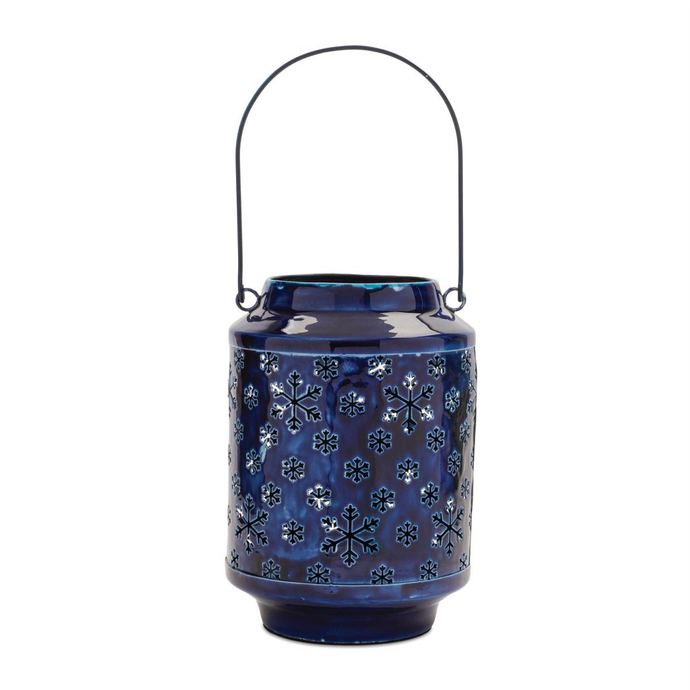 10" Blue Abstract Iron Tabletop Pillar Candle Holder HomeRoots