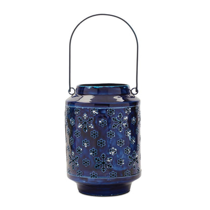 10" Blue Abstract Iron Tabletop Pillar Candle Holder HomeRoots