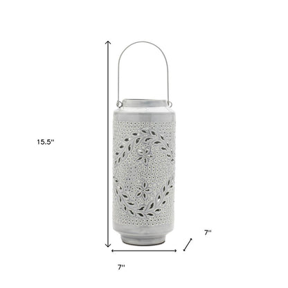 16" Gray Abstract Iron Tabletop Pillar Candle Holder HomeRoots