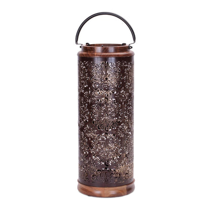 19" Brown Abstract Manufactured Wood Tabletop Pillar Candle Holder HomeRoots